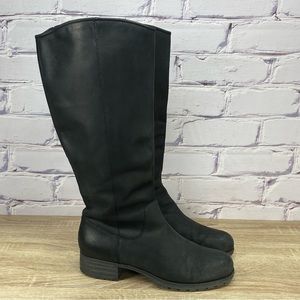 Clarks Tall Black Leather Zip Up Boots